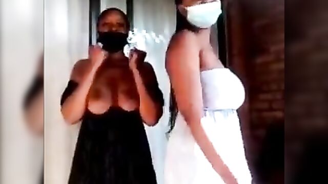 Ebony girls showing breasts and wilding on camera - 3 image