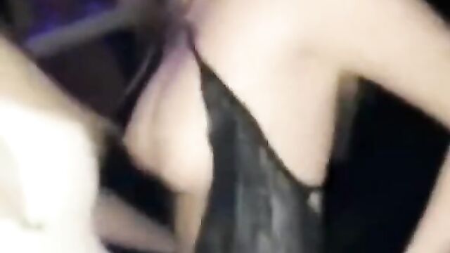 Girl flashing breasts in the club in public - 5 image