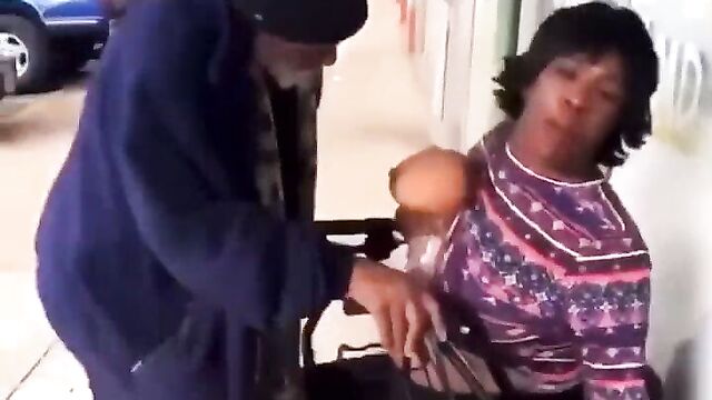 Grandma makes man suck her breasts in public - 3 image