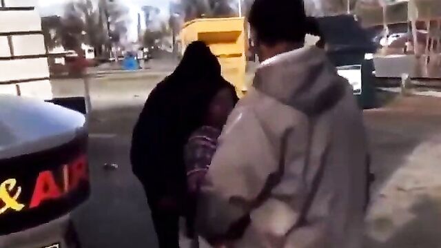 Grandma makes man suck her breasts in public - 4 image