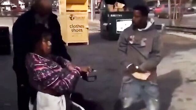 Grandma makes man suck her breasts in public - 5 image