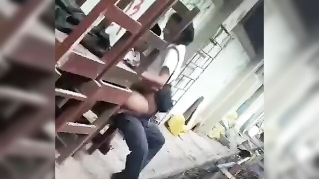 Pretty student and teacher caught having sex outside school - 1 image