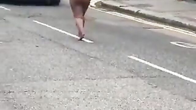 Naked woman on drugs seen in public in London