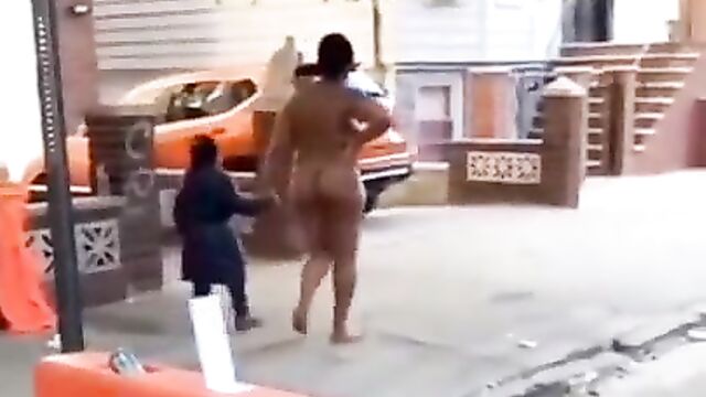Naked woman walking her daughter to school in public, in The Bronx, NY, USA - 3 image