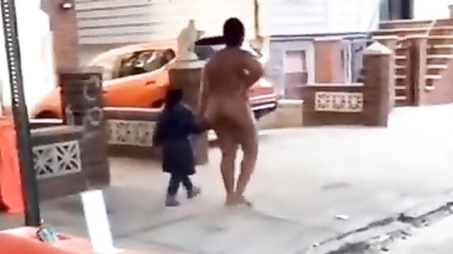 Naked woman walking her daughter to school in public, in The Bronx, NY, USA - 4 image