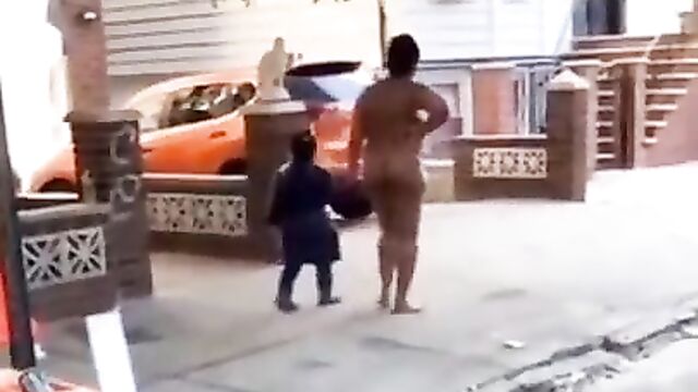 Naked woman walking her daughter to school in public, in The Bronx, NY, USA - 5 image