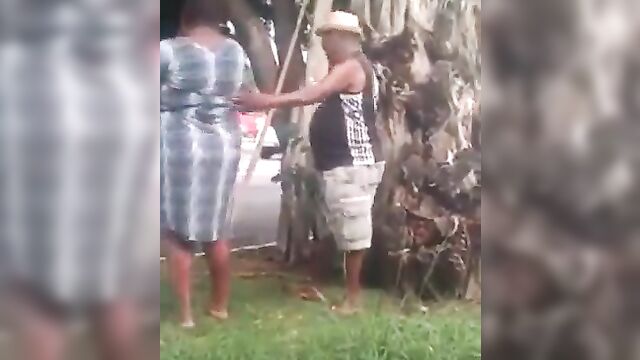 Elderly horny couple fucking in public - 3 image