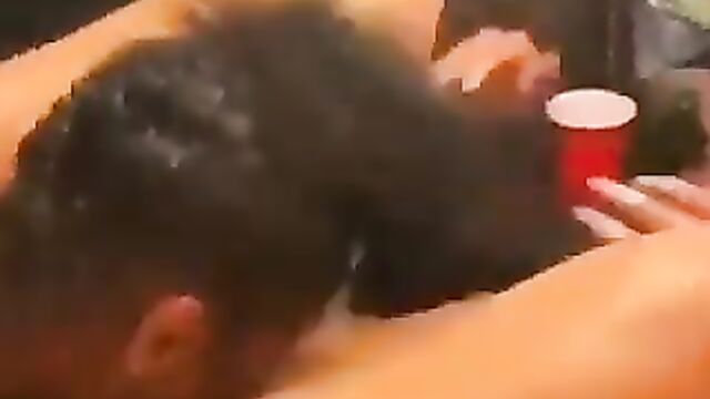 Eating pussy in a house party - 1 image