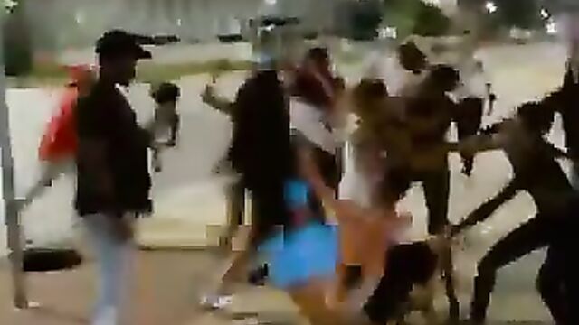 Ass out as sexy girls fight in public - 1 image