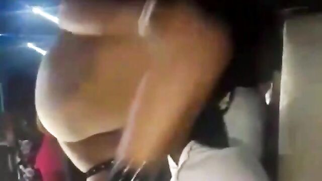 Guy eating a stripper with big ass in the club in public - 1 image