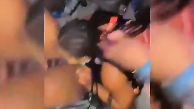 Pussy exposed as Nigerian Strippers dance and eat pussy in public at a wild club party - 4 image