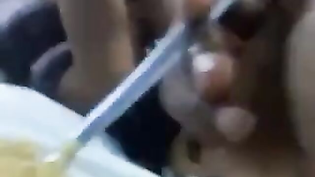 Ass and pussy exposed as chick fights without panties over a boyfriend while he eats and relaxes as they fight! - 1 image