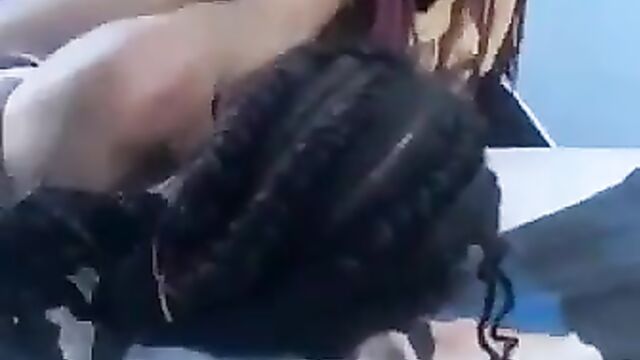 Ass and pussy exposed as chick fights without panties over a boyfriend while he eats and relaxes as they fight! - 3 image