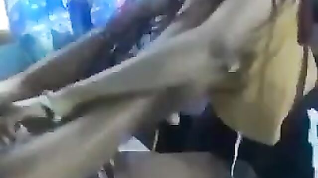 Ass and pussy exposed as chick fights without panties over a boyfriend while he eats and relaxes as they fight! - 4 image