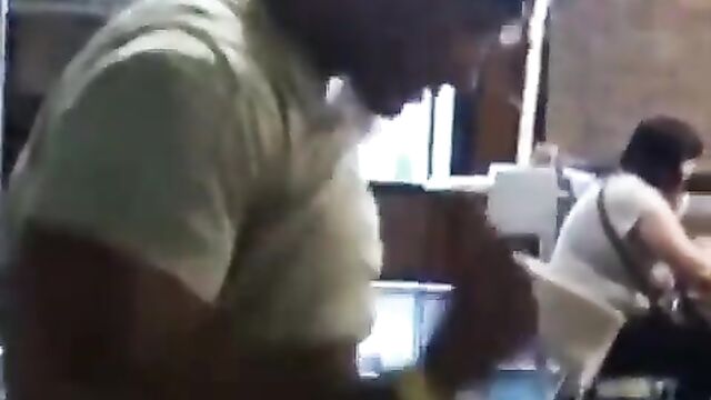 Crazy couple having sex in a cafe - 5 image