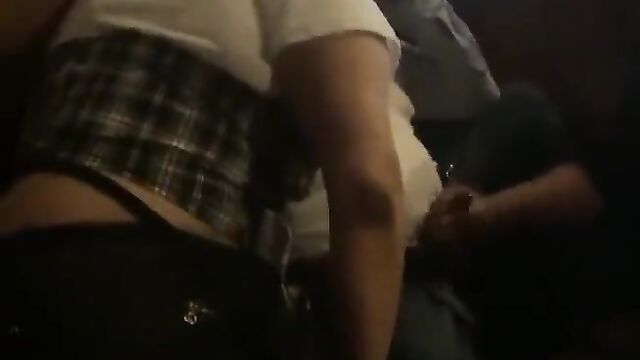 Lady giving her sugar daddy a hand job in public - 3 image