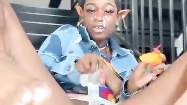 Shameful! Her neighbor caught her exposing her pussy and breasts on the stairs, and recording it! - 3 image