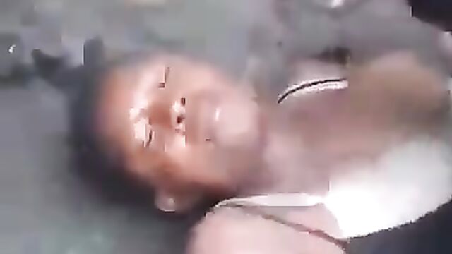 Crazy dude having sex on the ground in public