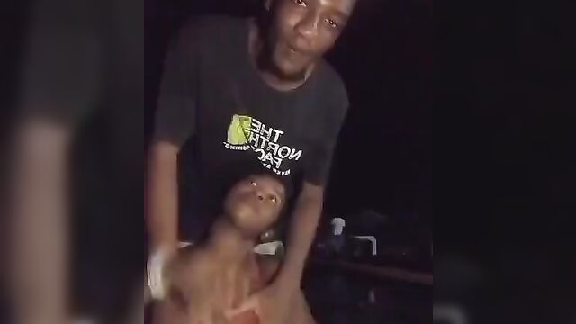 Ebony couple caught doing it outside a Nightclub in public - 1 image