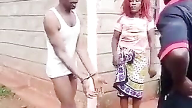 Man caught cheating with married woman stripped naked and arrested - 3 image