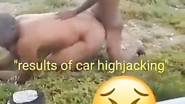 2 thieves caught and forced to strip naked and chop each other doggy style in public! - 4 image