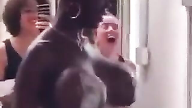 Stripper exposing her big breasts in public at a party for money - 3 image