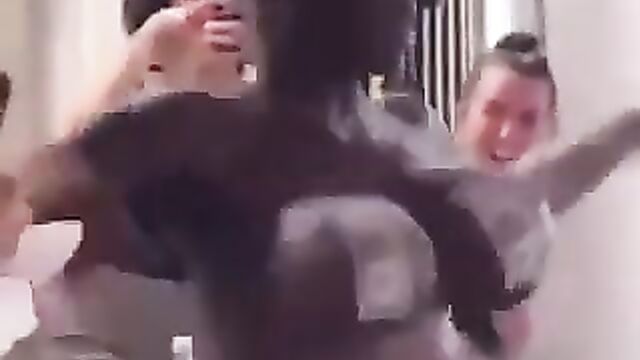 Stripper exposing her big breasts in public at a party for money - 4 image