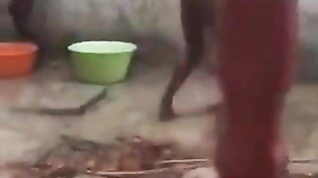 Guy records African girls bathing in public, showing breasts (Full Video 18+) - 1 image