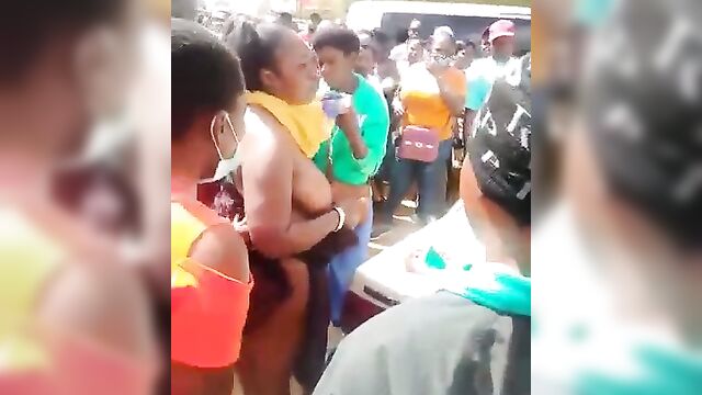 Crazy whore caught naked in public - 3 image