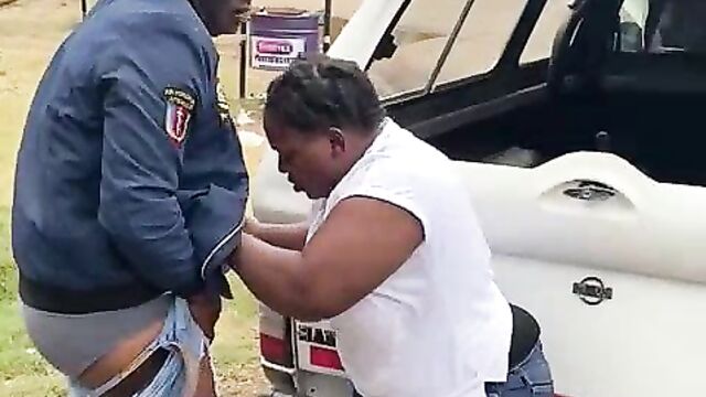 Prostitute fights and strips officer for allegedly failing to pay her money after sex