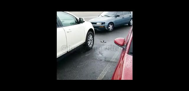 Whore fighting with bare butt in a car park - 1 image