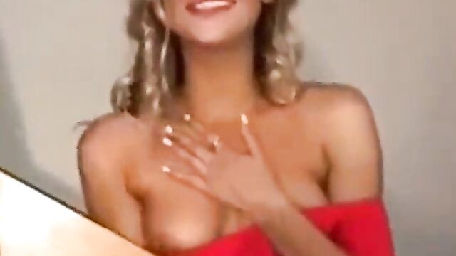 White girl showing boobs in front of guys