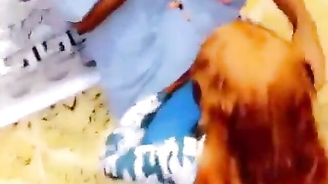 Girlfriend giving Nigerian guy blow job in public at a party (full video 18+) - 3 image