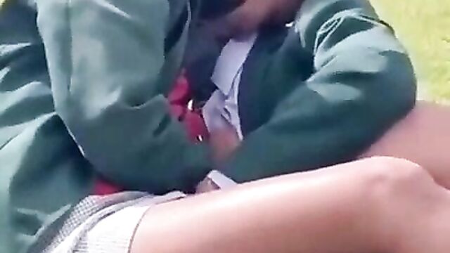 Student Fingering Schoolgirl On School Field - 3 image