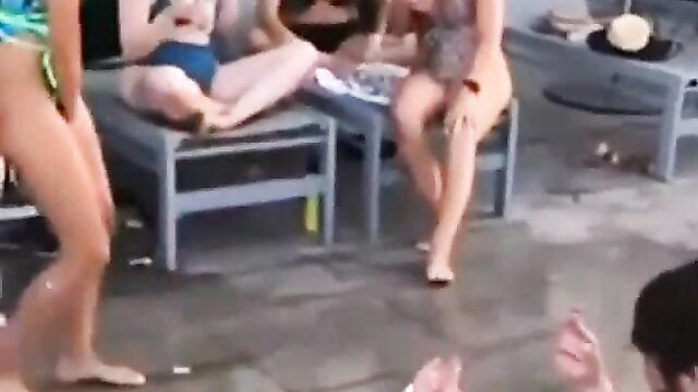 Eating ass while chilling around a pool - 4 image