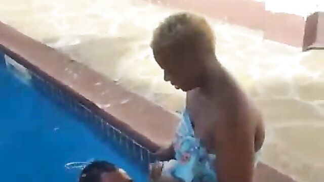 Guy caught licking girlfriend’s pussy in a pool – Part 2 - 1 image