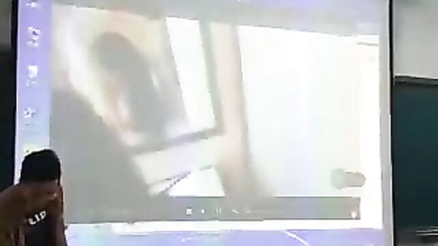 Teacher plays wrong tape (sex tape) in class - 4 image