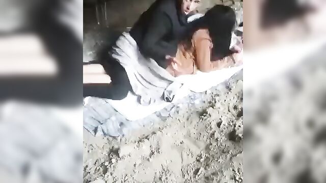 Horny couple caught having sex in a public place and embarrassed - 1 image