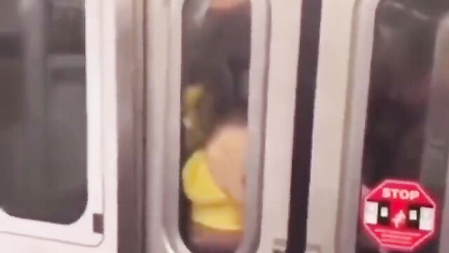Horny couple having sex on a train in public - 4 image