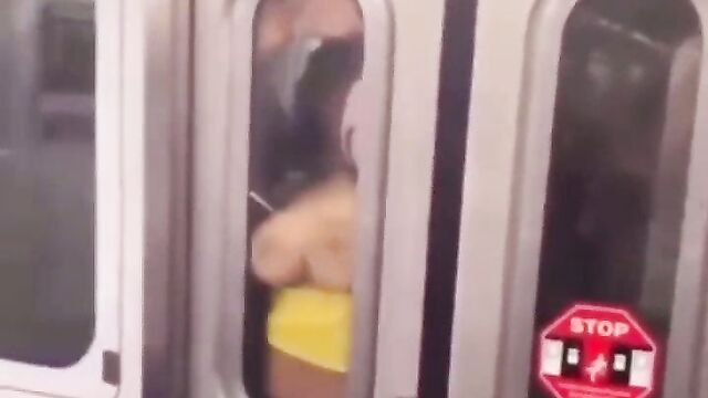 Horny couple having sex on a train in public - 5 image