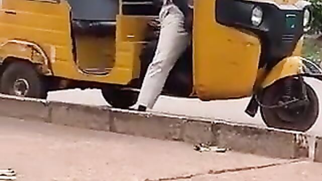 Keke Driver Caught Masturbating And Cumming In Public - 1 image