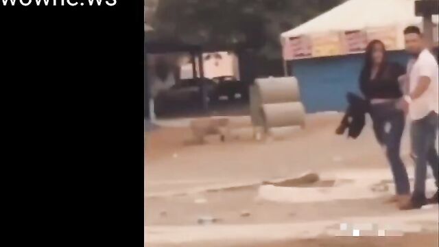 OMG! Lady knocks out her boyfriend’s sidechick after she caught them kissing in public