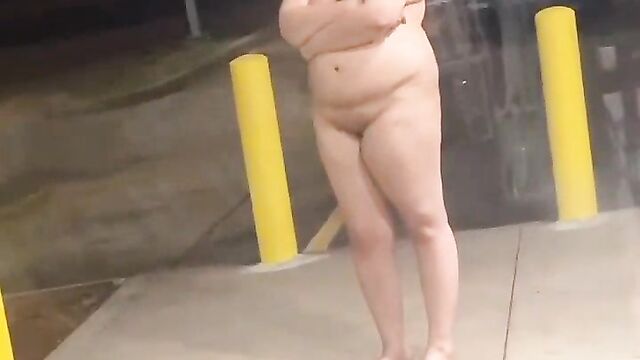 Woman caught NAKED in public at night - 1 image