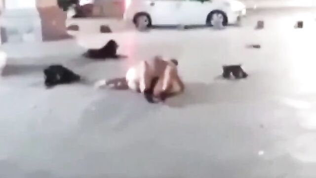 Drunk naked man and woman making out in public - 4 image