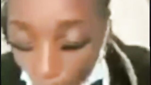 Schoolgirl caught giving head after school while wearing school uniform - 5 image