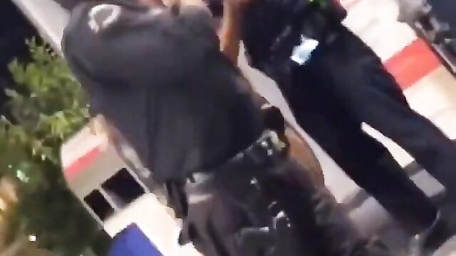 Naked mad woman with big ass caught in public by police - 3 image