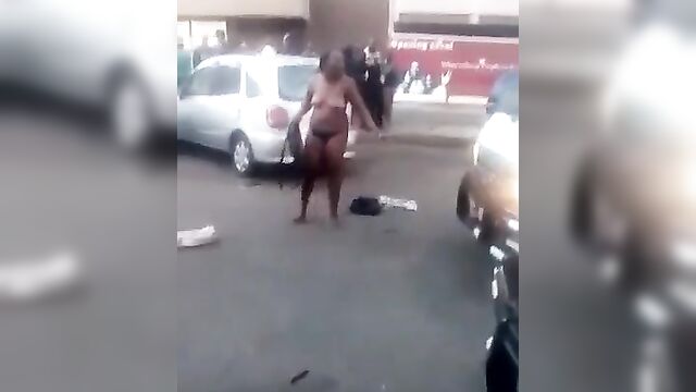 Mad whore caught showing breasts and pussy in public - 4 image
