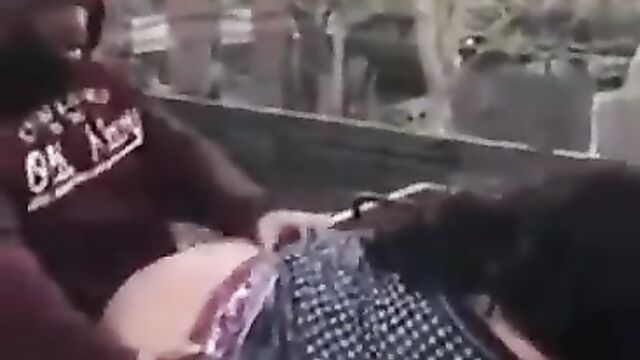 College student bonking his big booty sugar mummy outside in public after class