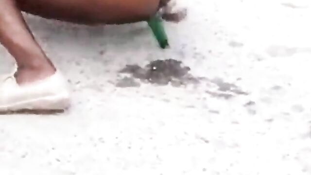 Bottle inside pussy in public! - 1 image