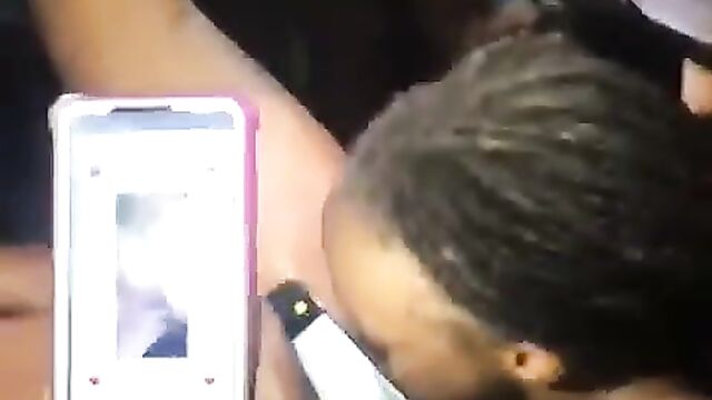 Girls having oral sex at the club, showing pussy in public - 5 image